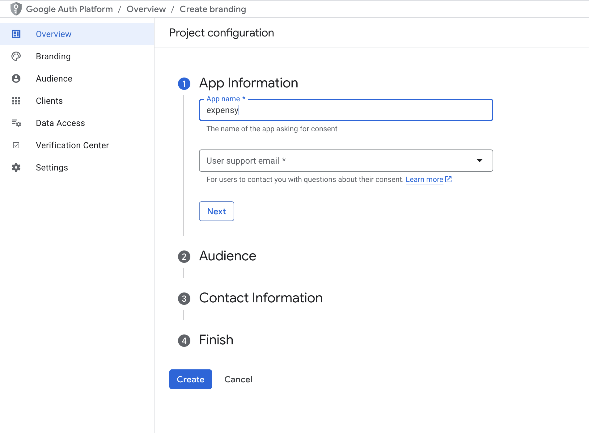 configure OAuth screen