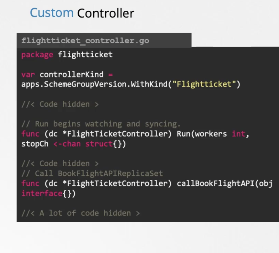 custom resource controller code snippet